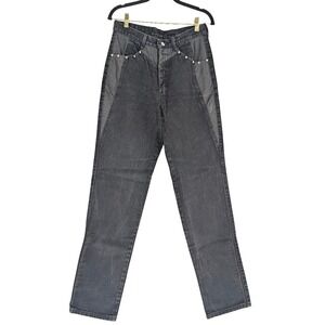 Roughrider by Circle T Black Western Studded Faux Leather Panel Jeans 4614 9/10